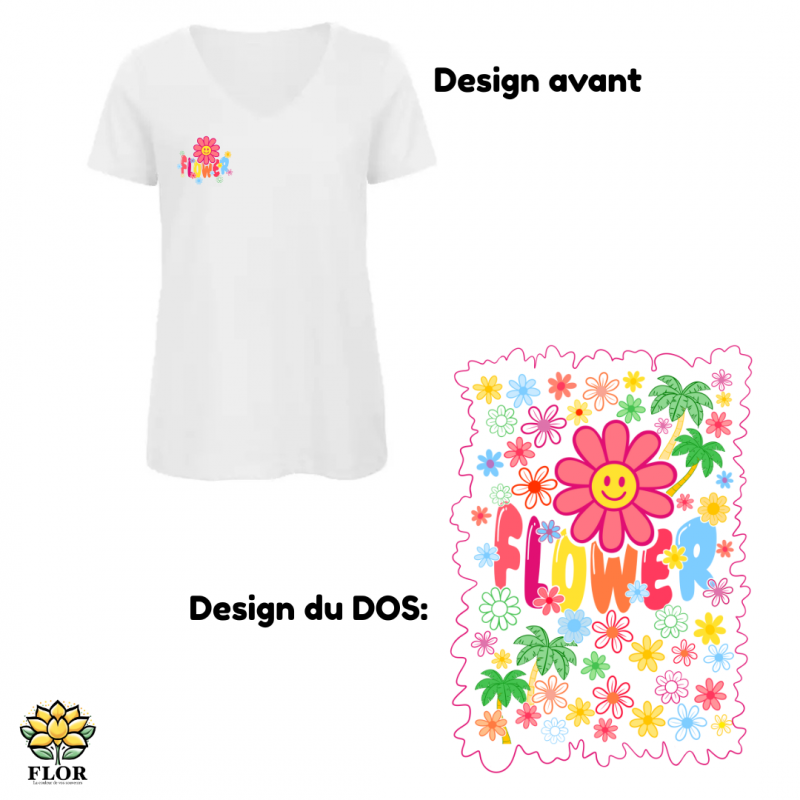 T-Shirt col V FLOWER FLASH