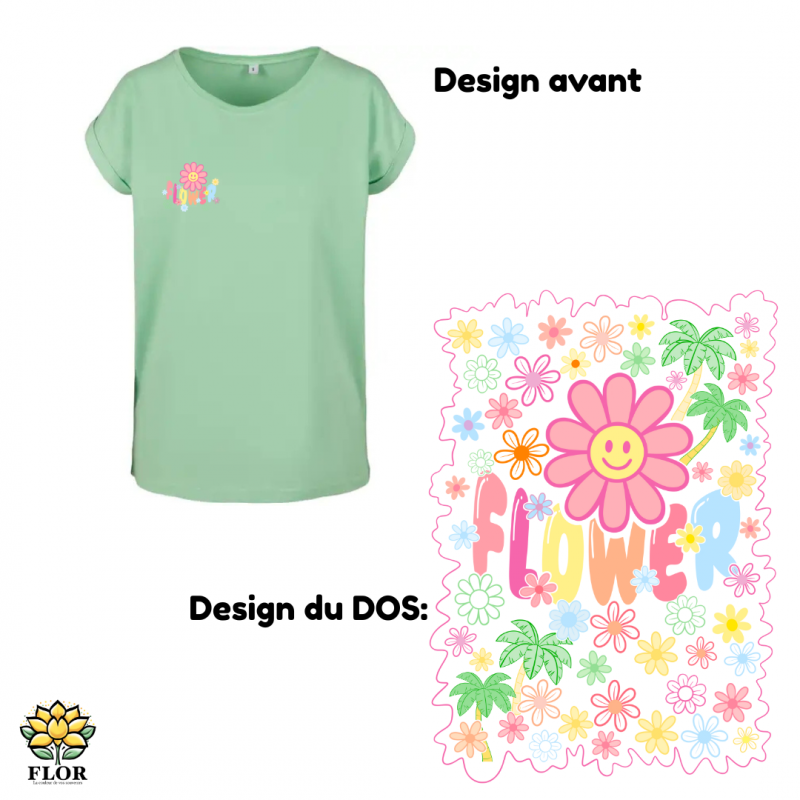 T-Shirt ColRond FLOWER PASTEL