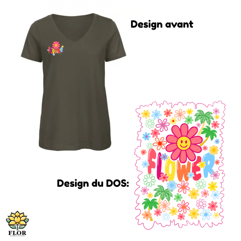 T-Shirt col V FLOWER FLASH – Image 4