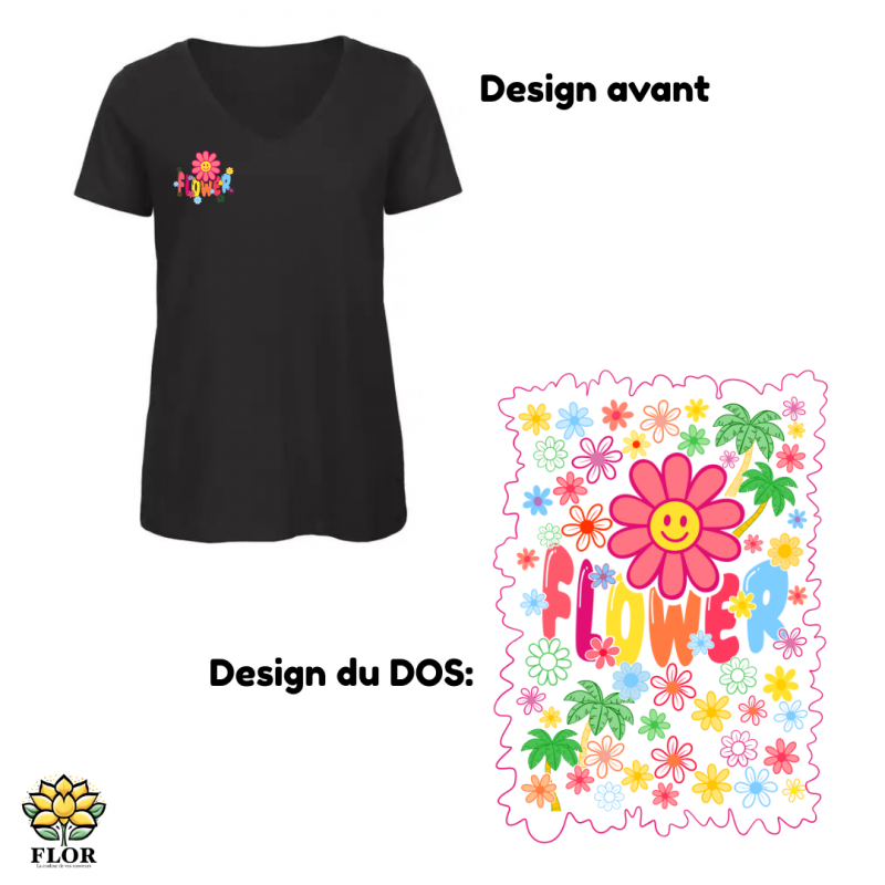 T-Shirt col V FLOWER FLASH – Image 3