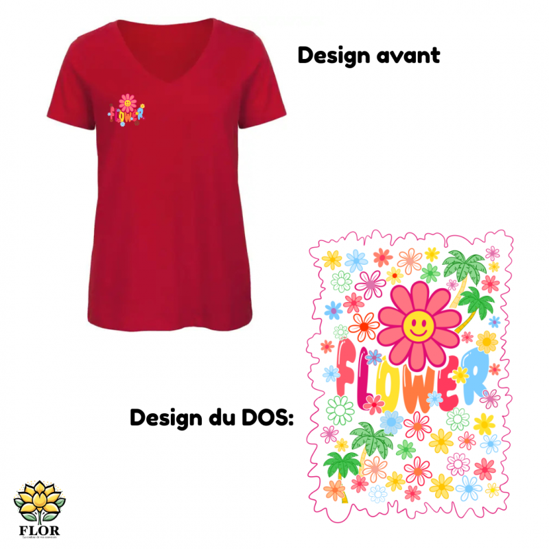 T-Shirt col V FLOWER FLASH – Image 2