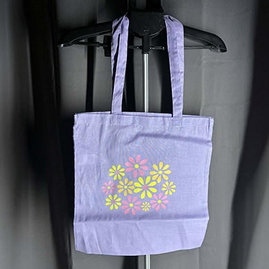 Totebag violet fleuri