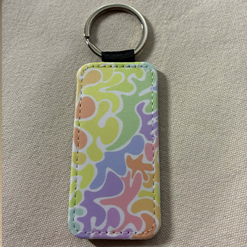 Porte clef cuir blanc et noir paillettes : multicolor