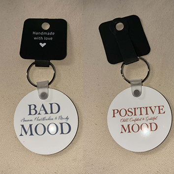 Porte clef recto verso BAD et POSITIVE MOOD