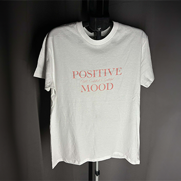 Tee shirt mixte blanc taille L "POSITIVE MOOD"