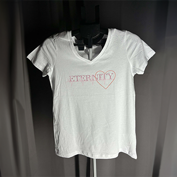 Tee shirt Col V femme blanc taille S "ETERNITY"